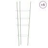 5 db zöld acél kerti növénytámasz 4 gyűrűvel 90 cm