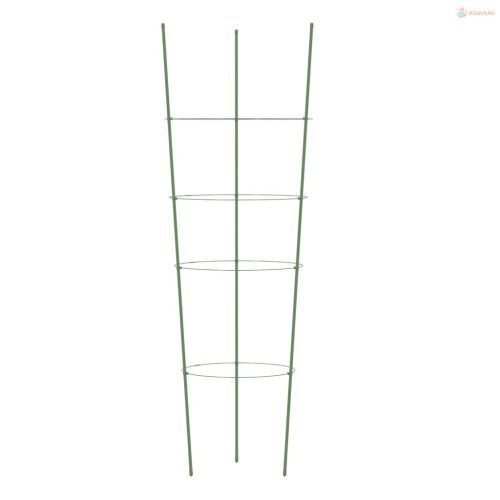 5 db zöld acél kerti növénytámasz 4 gyűrűvel 90 cm