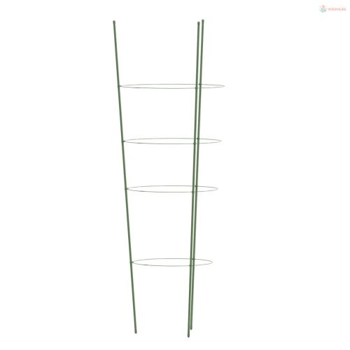 5 db zöld acél kerti növénytámasz 4 gyűrűvel 90 cm