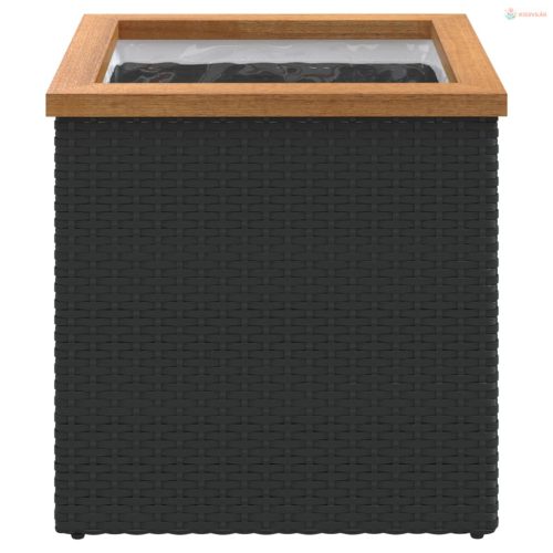 Fekete polyrattan ültetőláda 40 x 40 x 40 cm
