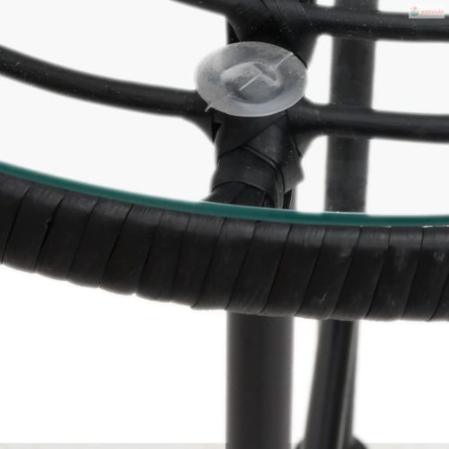 Fekete edzett üveg és acél étkezőasztal Ø80 cm