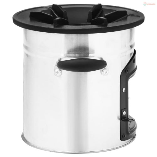 Ezüstszínű acél fatüzelésű kempingtűzhely 45,5 x 33 x 25,5 cm