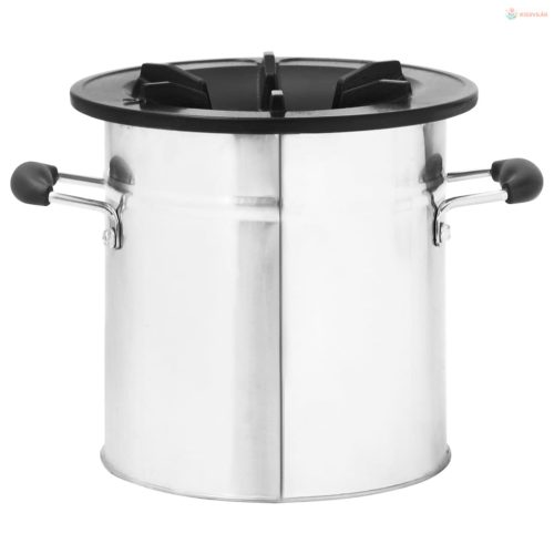 Ezüstszínű acél fatüzelésű kempingtűzhely 45,5 x 33 x 25,5 cm