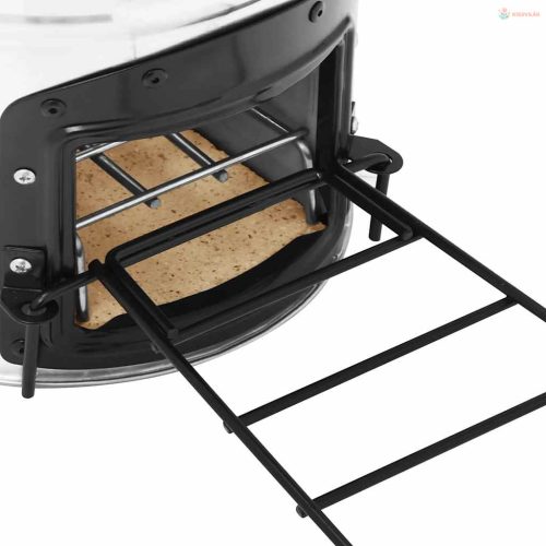 Ezüstszínű acél fatüzelésű kempingtűzhely 45,5 x 33 x 25,5 cm