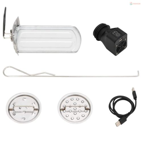 Ezüst acél fatüzelésű tűzhely USB-s légfúvóval 35,5x26x28 cm