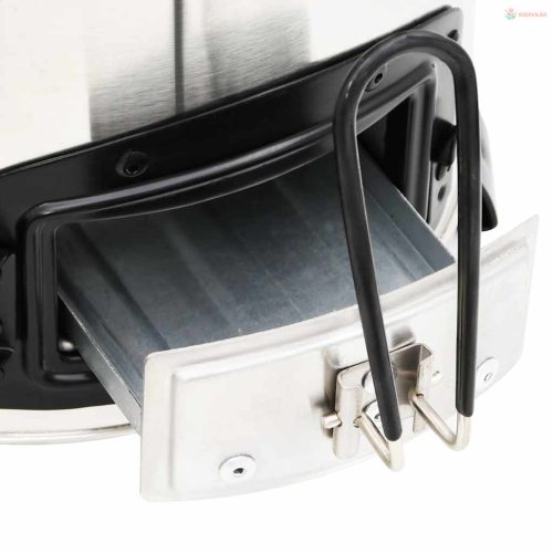 Ezüst acél fatüzelésű tűzhely USB-s légfúvóval 35,5x26x28 cm