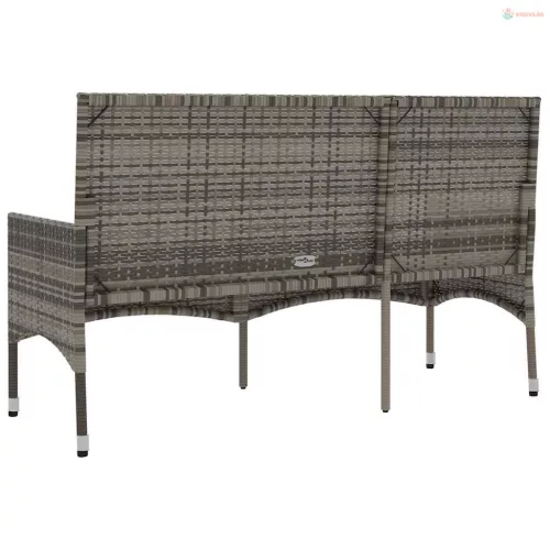 3 személyes szürke polyrattan kerti kanapé párnával