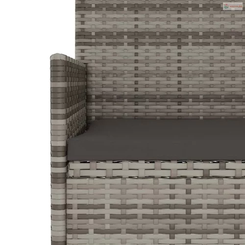 3 személyes szürke polyrattan kerti kanapé párnával