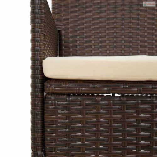 4 részes barna polyrattan kerti ülőgarnitúra párnákkal