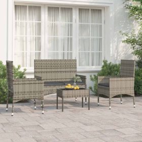   4 részes szürke polyrattan kerti ülőgarnitúra párnákkal