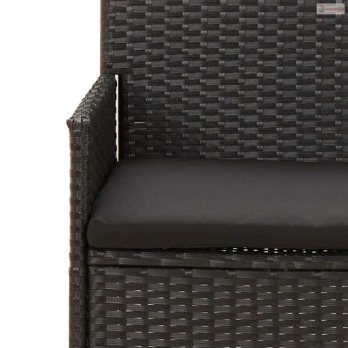 4 részes fekete polyrattan kerti ülőgarnitúra párnákkal