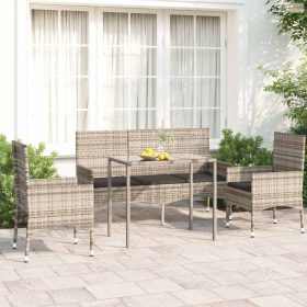   4 részes szürke polyrattan kerti ülőgarnitúra párnákkal