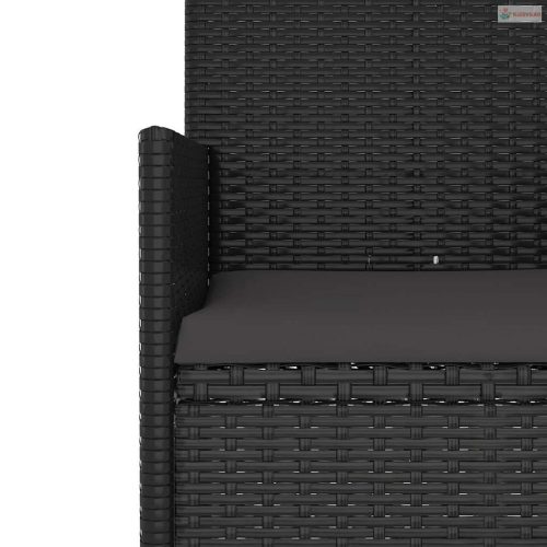 4 részes fekete polyrattan kerti ülőgarnitúra párnákkal