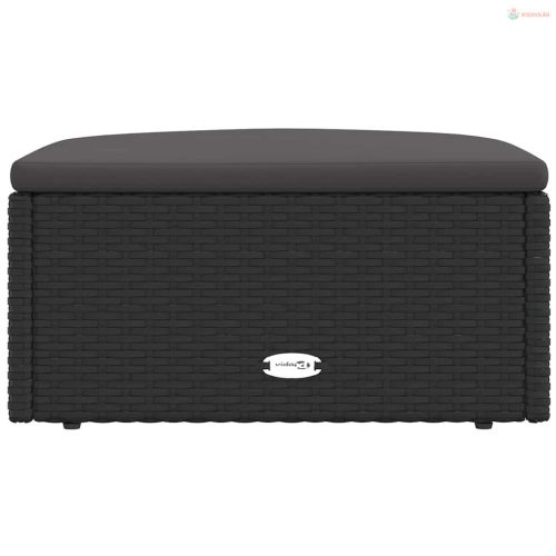 Fekete polyrattan kerti lábtartó párnával