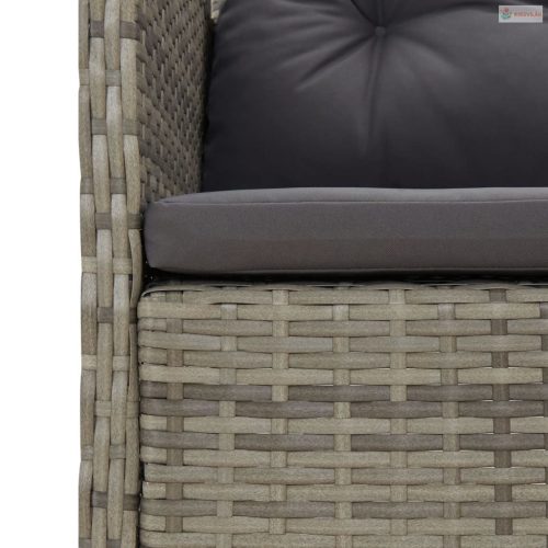 2 részes szürke polyrattan kerti ülőgarnitúra párnákkal