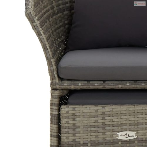 2 részes szürke polyrattan kerti ülőgarnitúra párnákkal