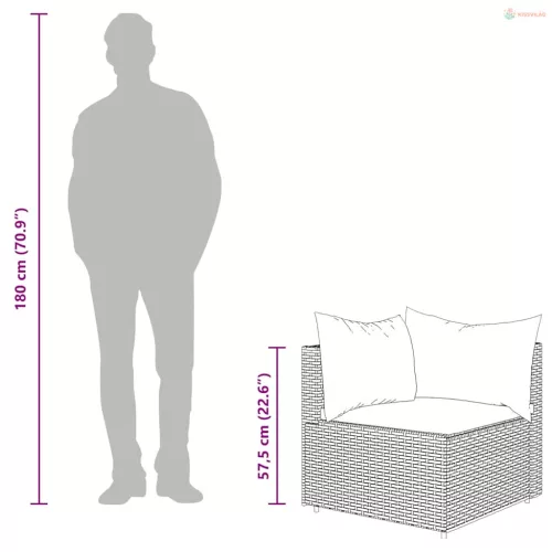 3 részes szürke polyrattan kerti ülőgarnitúra párnákkal