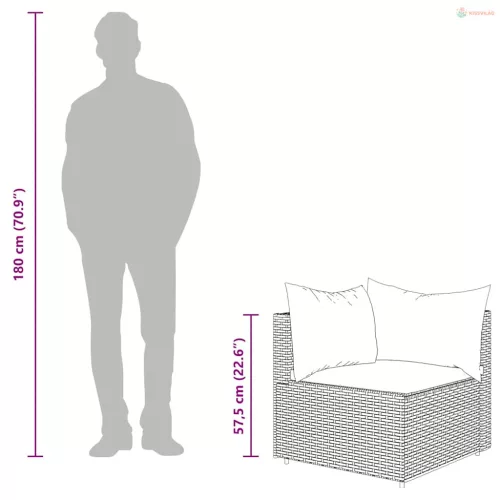 3 részes barna polyrattan kerti ülőgarnitúra párnával