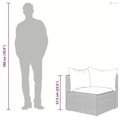 2 db szürke polyrattan kerti sarokkanapé párnával