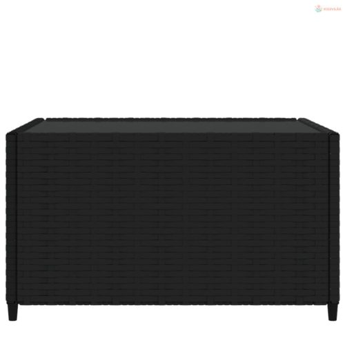 Fekete polyrattan négyzet alakú kerti dohányzóasztal 50x50x30cm