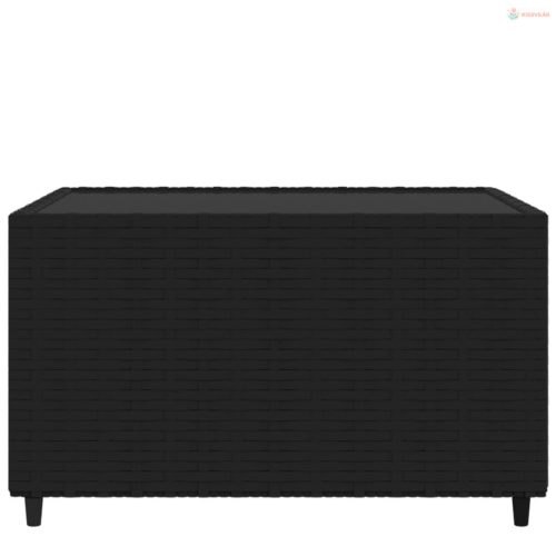 Fekete polyrattan négyzet alakú kerti dohányzóasztal 50x50x30cm