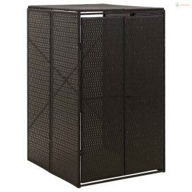   Fekete polyrattan kerekes kukatároló fészer 70 x 80 x 117 cm
