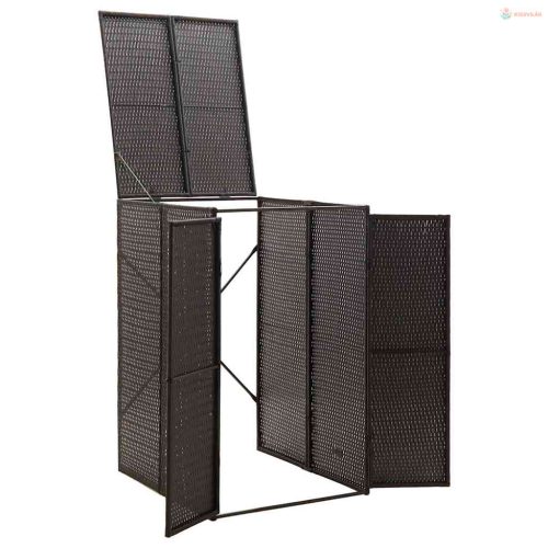 Fekete polyrattan kerekes kukatároló fészer 70 x 80 x 117 cm