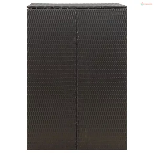 Fekete polyrattan kerekes kukatároló fészer 70 x 80 x 117 cm