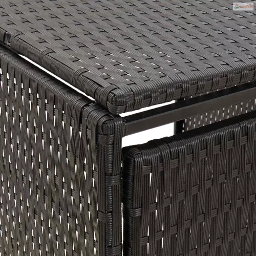 Fekete polyrattan kerekes kukatároló fészer 70 x 80 x 117 cm