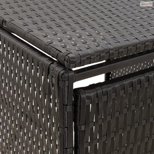 Fekete polyrattan dupla kerekeskuka tárolófészer 140x80x117 cm