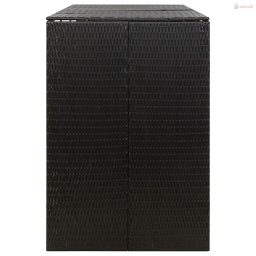 Fekete polyrattan hármas kerekeskuka tárolófészer 207x80x117 cm