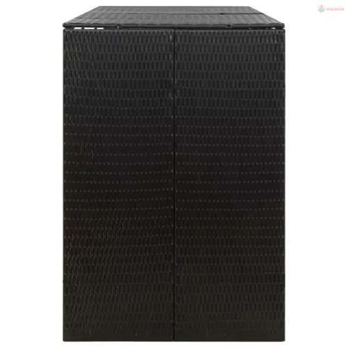 Fekete polyrattan hármas kerekeskuka tárolófészer 207x80x117 cm