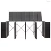 Fekete polyrattan négyes kerekeskuka tárolófészer 274x80x117 cm