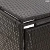 Fekete polyrattan négyes kerekeskuka tárolófészer 274x80x117 cm