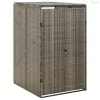 Szürke polyrattan kerekes kukatároló fészer 70 x 80 x 117 cm