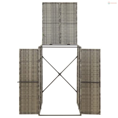 Szürke polyrattan kerekes kukatároló fészer 70 x 80 x 117 cm