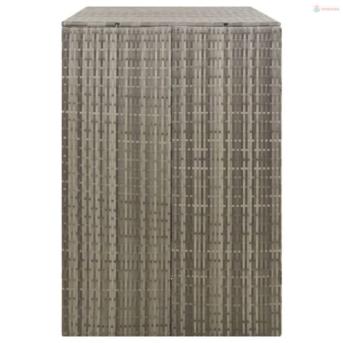 Szürke polyrattan dupla kerekeskuka tárolófészer 140x80x117 cm