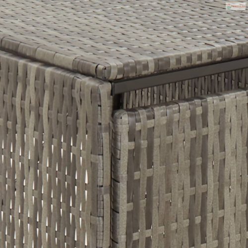 Szürke polyrattan hármas kerekeskuka tárolófészer 207x80x117 cm