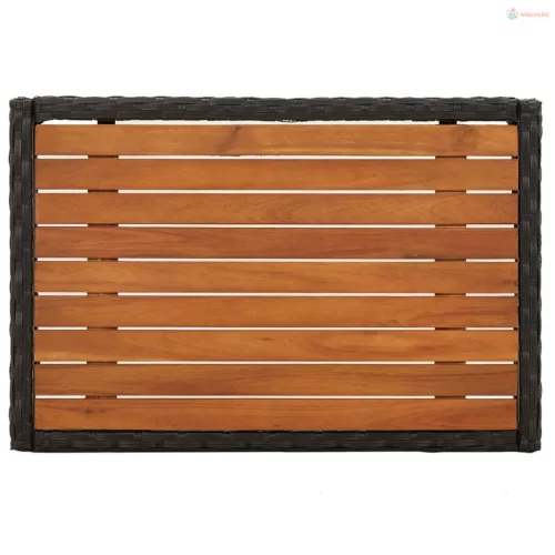 3 részes fekete polyrattan kerti ülőgarnitúra párnákkal