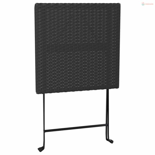 3 részes fekete összecsukható polyrattan bisztrószett