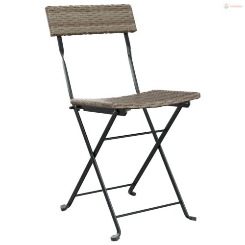 3 részes szürke összecsukható polyrattan bisztrószett