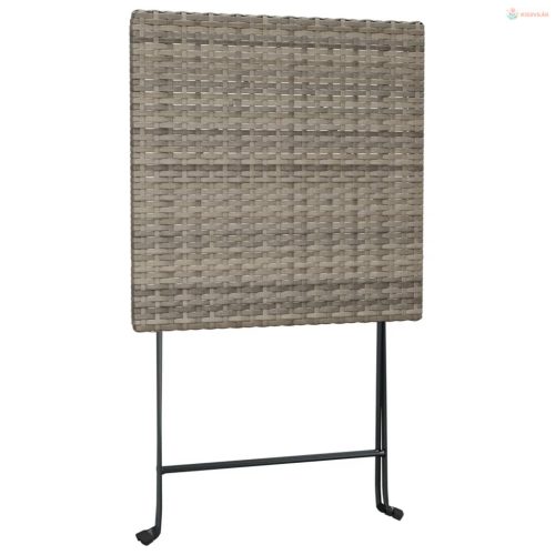 3 részes szürke összecsukható polyrattan bisztrószett