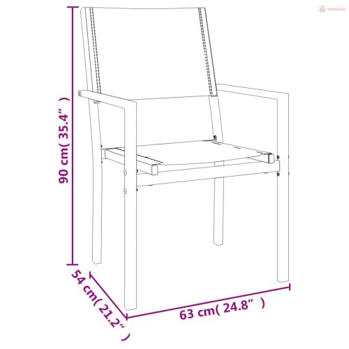 3 részes fekete acél és textilén kerti étkezőgarnitúra