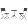 3 részes fekete acél kerti étkezőgarnitúra