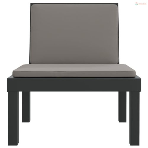 3 részes antracit PP kerti társalgógarnitúra párnával