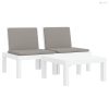 3 részes fehér polipropilén kerti ülőgarnitúra párnákkal