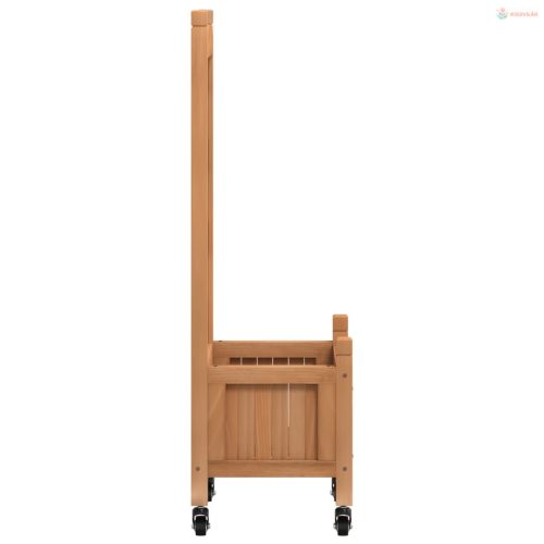 Barna tömör fenyőfa rácsos virágláda kerekekkel