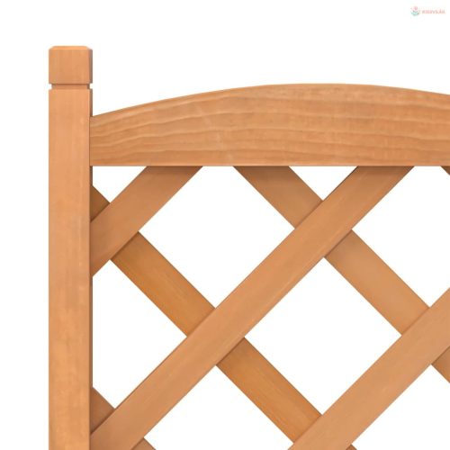 Barna tömör fenyőfa rácsos virágláda kerekekkel