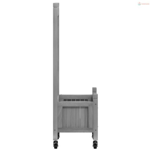 Szürke tömör fenyőfa rácsos virágláda kerekekkel