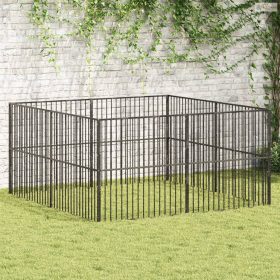 8 paneles fekete porszórt acél kutyajáróka